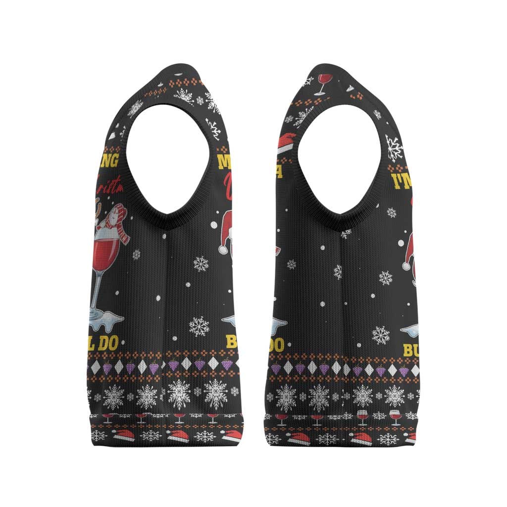 Wine Red Christmas Christmas Knitted V-Neck Vest Xmas Holiday Patterns - Wonder Print Shop