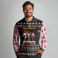 Wine Red Christmas Christmas Christmas Long Sleeve Polo Shirt Xmas Holiday Patterns - Wonder Print Shop