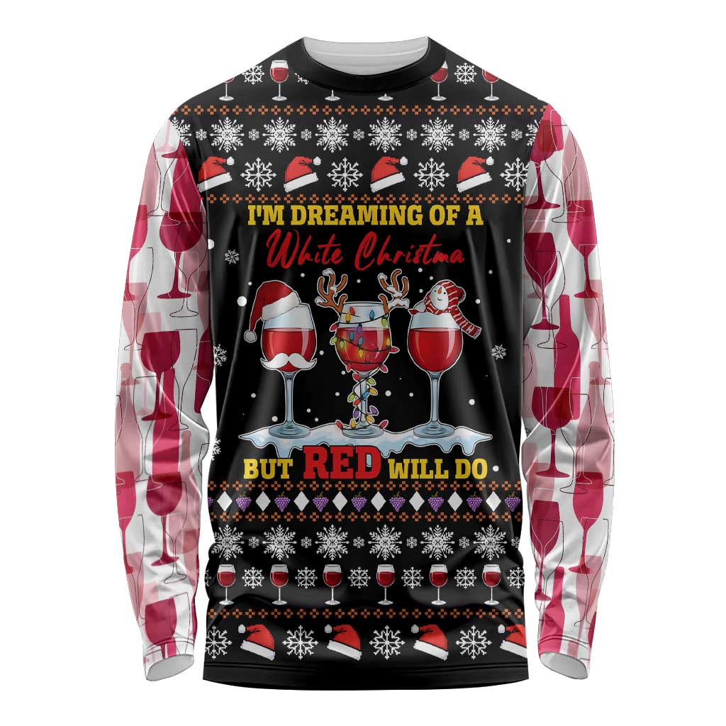 Wine Red Christmas Christmas Christmas Long Sleeve Shirt Xmas Holiday Patterns - Wonder Print Shop