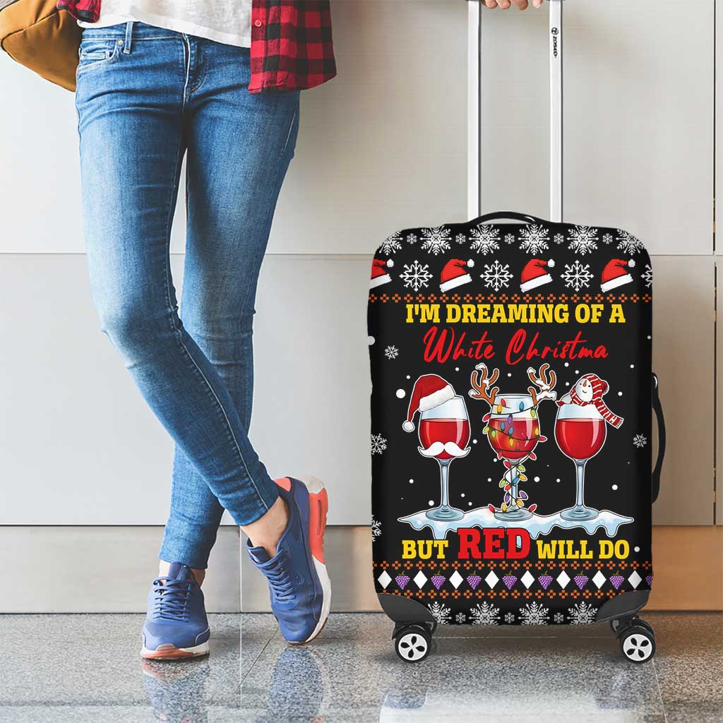 Wine Red Christmas Christmas Christmas Luggage Cover Xmas Holiday Patterns - Wonder Print Shop