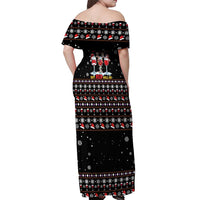 Wine Red Christmas Christmas Christmas Off Shoulder Maxi Dress Xmas Holiday Patterns - Wonder Print Shop