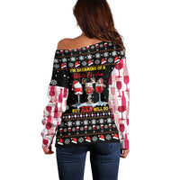 Wine Red Christmas Christmas Christmas Off Shoulder Sweater Xmas Holiday Patterns - Wonder Print Shop