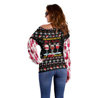 Wine Red Christmas Christmas Christmas Off Shoulder Sweater Xmas Holiday Patterns - Wonder Print Shop