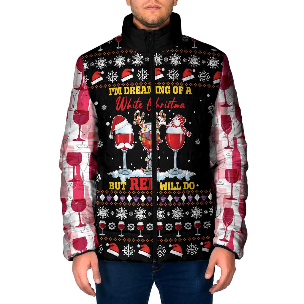 Wine Red Christmas Christmas Christmas Padded Jacket Xmas Holiday Patterns - Wonder Print Shop