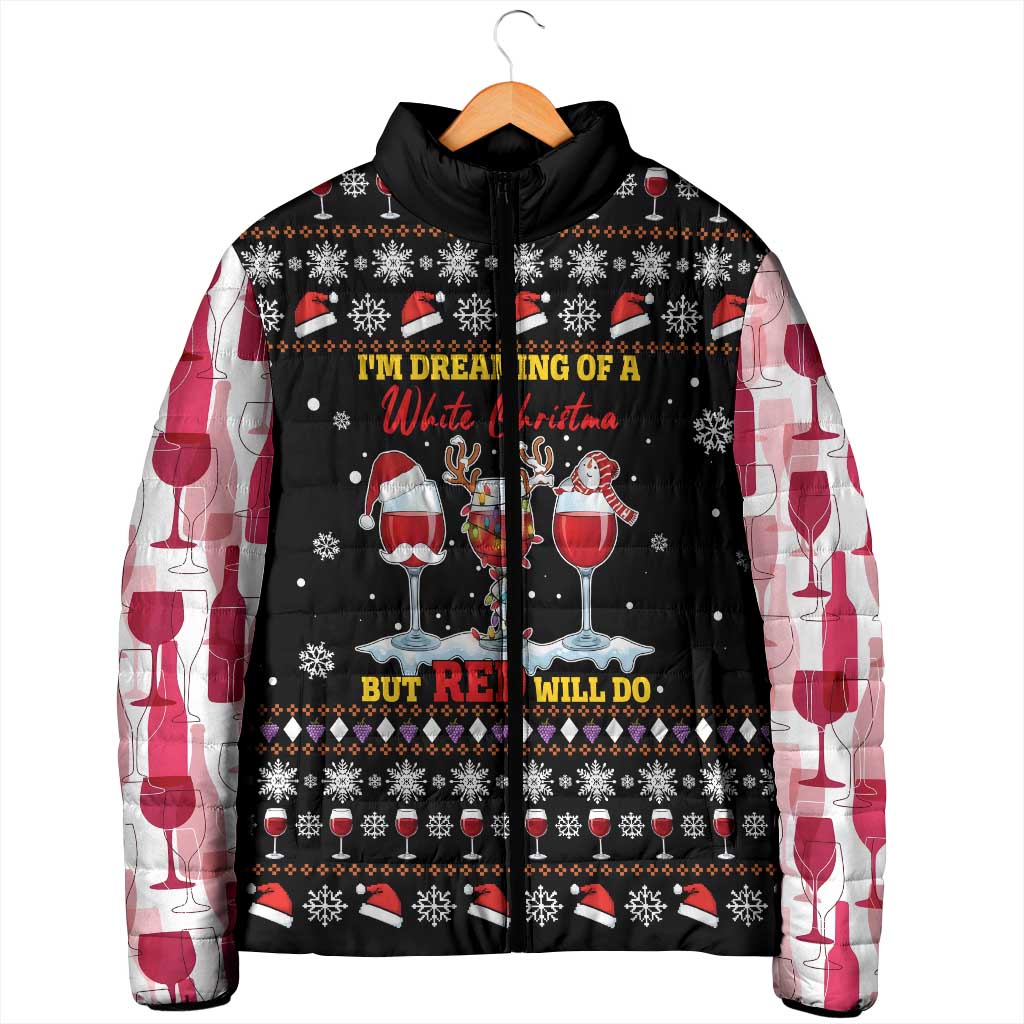 Wine Red Christmas Christmas Christmas Padded Jacket Xmas Holiday Patterns - Wonder Print Shop
