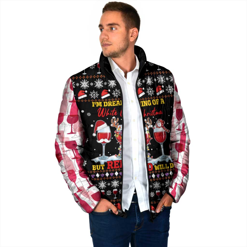 Wine Red Christmas Christmas Christmas Padded Jacket Xmas Holiday Patterns - Wonder Print Shop