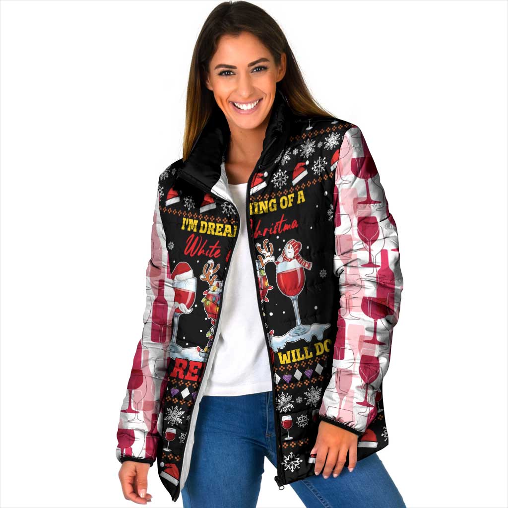 Wine Red Christmas Christmas Christmas Padded Jacket Xmas Holiday Patterns - Wonder Print Shop