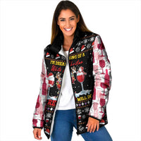 Wine Red Christmas Christmas Christmas Padded Jacket Xmas Holiday Patterns - Wonder Print Shop