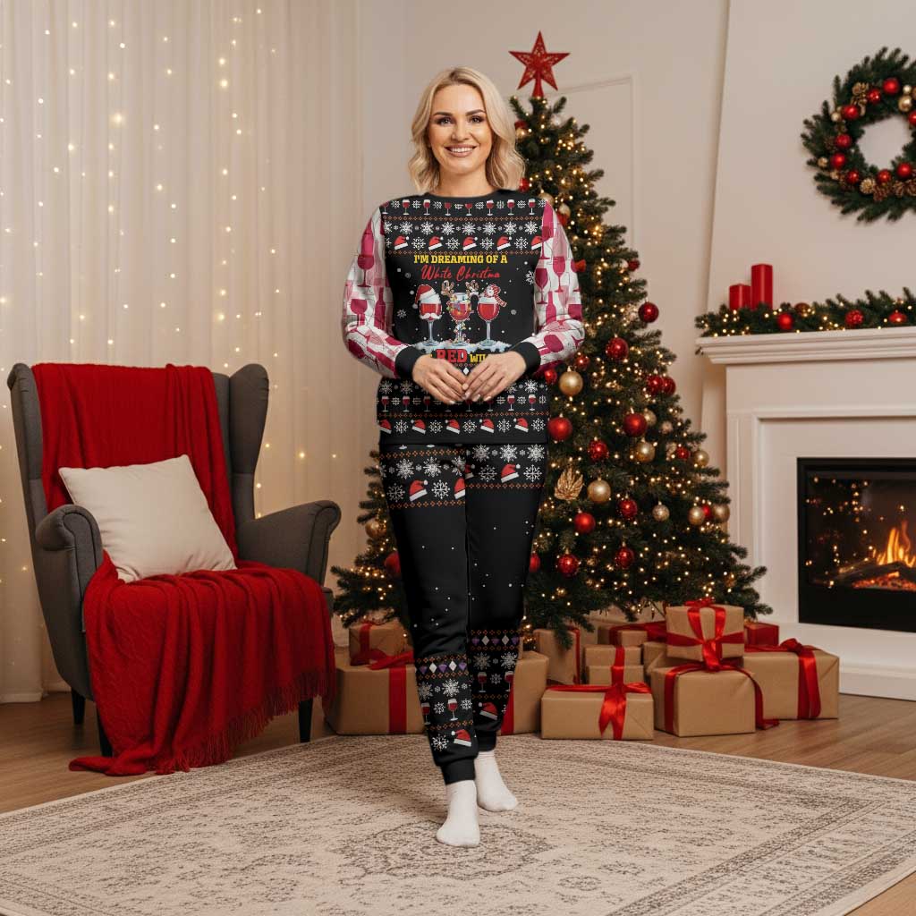 Wine Red Christmas Christmas Pajama Set Xmas Holiday Patterns - Wonder Print Shop