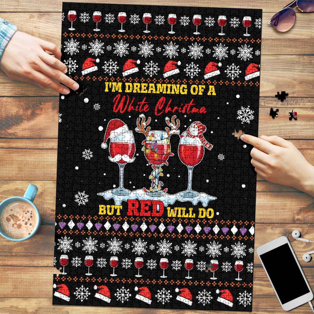 Wine Red Christmas Christmas Christmas Puzzle Xmas Holiday Patterns - Wonder Print Shop