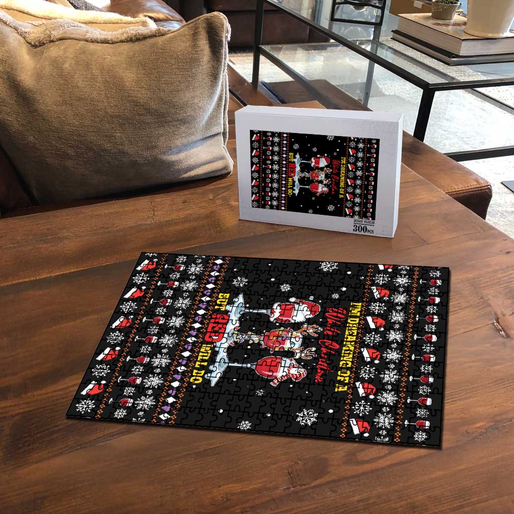 Wine Red Christmas Christmas Christmas Puzzle Xmas Holiday Patterns - Wonder Print Shop