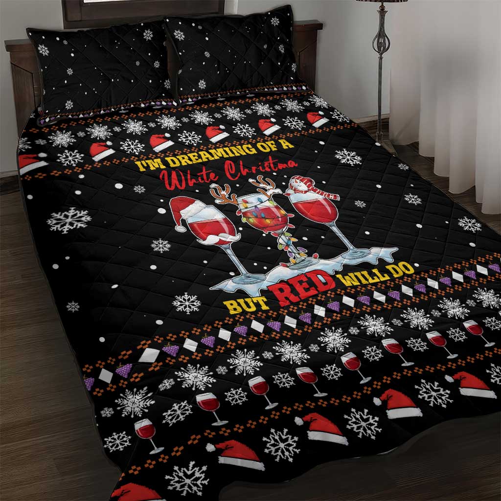 Wine Red Christmas Christmas Christmas Quilt Bed Set Xmas Holiday Patterns - Wonder Print Shop