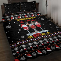 Wine Red Christmas Christmas Christmas Quilt Bed Set Xmas Holiday Patterns - Wonder Print Shop