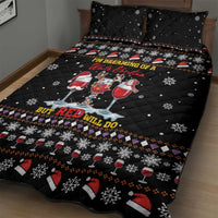 Wine Red Christmas Christmas Christmas Quilt Bed Set Xmas Holiday Patterns - Wonder Print Shop