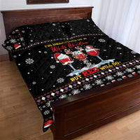 Wine Red Christmas Christmas Christmas Quilt Bed Set Xmas Holiday Patterns - Wonder Print Shop