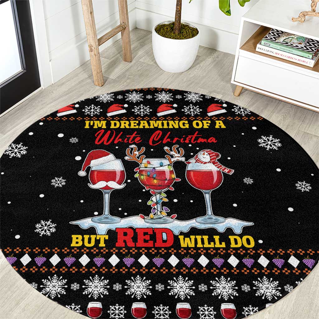 Wine Red Christmas Christmas Christmas Round Carpet Xmas Holiday Patterns - Wonder Print Shop