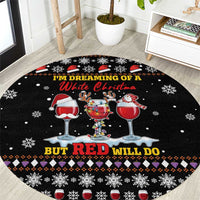 Wine Red Christmas Christmas Christmas Round Carpet Xmas Holiday Patterns - Wonder Print Shop