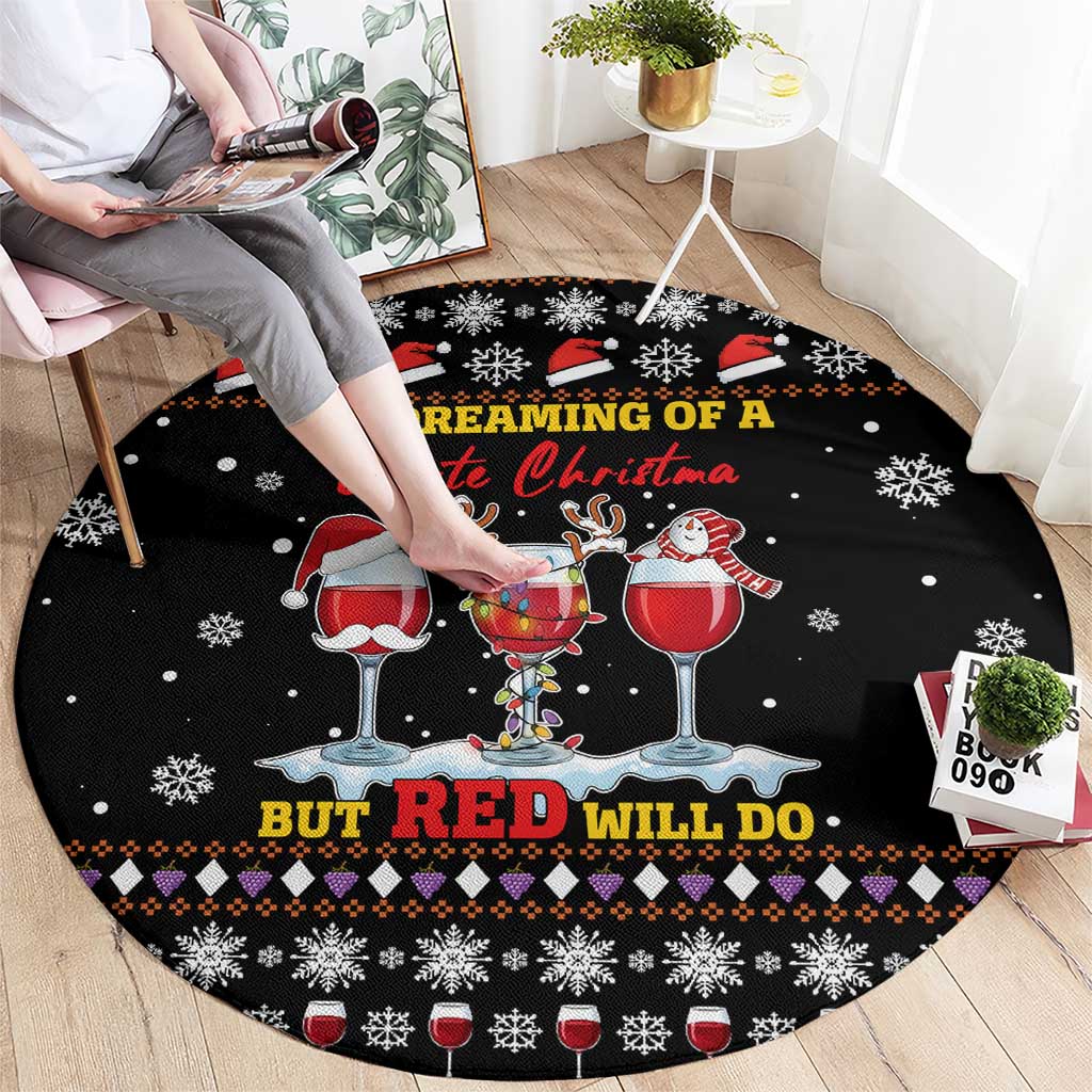 Wine Red Christmas Christmas Christmas Round Carpet Xmas Holiday Patterns - Wonder Print Shop