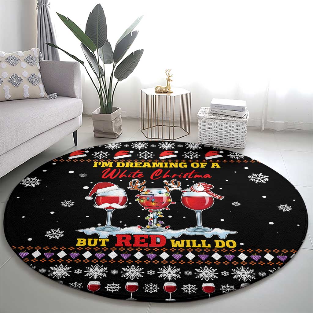 Wine Red Christmas Christmas Christmas Round Carpet Xmas Holiday Patterns - Wonder Print Shop