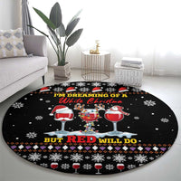 Wine Red Christmas Christmas Christmas Round Carpet Xmas Holiday Patterns - Wonder Print Shop