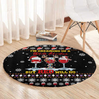 Wine Red Christmas Christmas Christmas Round Carpet Xmas Holiday Patterns - Wonder Print Shop