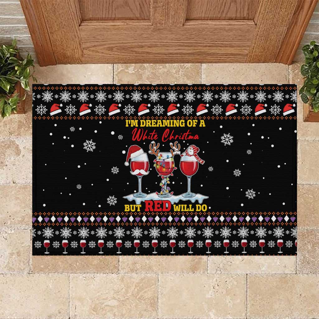 Wine Red Christmas Christmas Christmas Rubber Doormat Xmas Holiday Patterns - Wonder Print Shop
