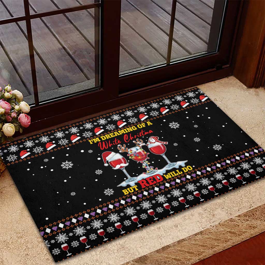 Wine Red Christmas Christmas Christmas Rubber Doormat Xmas Holiday Patterns - Wonder Print Shop