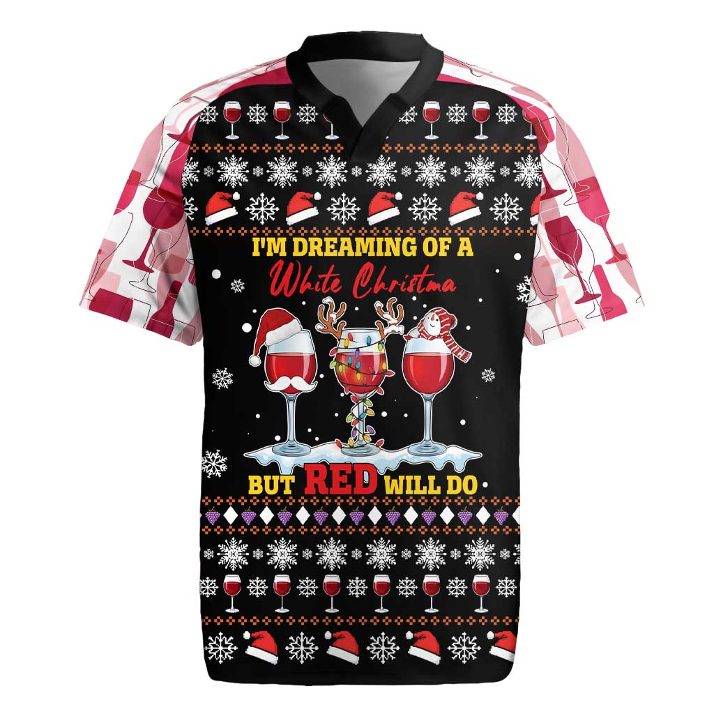 Wine Red Christmas Christmas Christmas Rugby Jersey Xmas Holiday Patterns - Wonder Print Shop