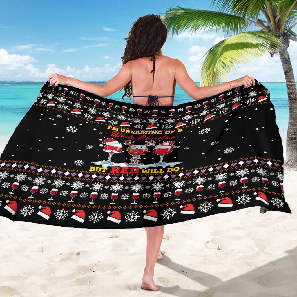 Wine Red Christmas Christmas Christmas Sarong Xmas Holiday Patterns - Wonder Print Shop