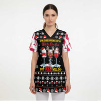 Wine Red Christmas Christmas Christmas Scrub Top Xmas Holiday Patterns - Wonder Print Shop