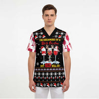 Wine Red Christmas Christmas Christmas Scrub Top Xmas Holiday Patterns - Wonder Print Shop