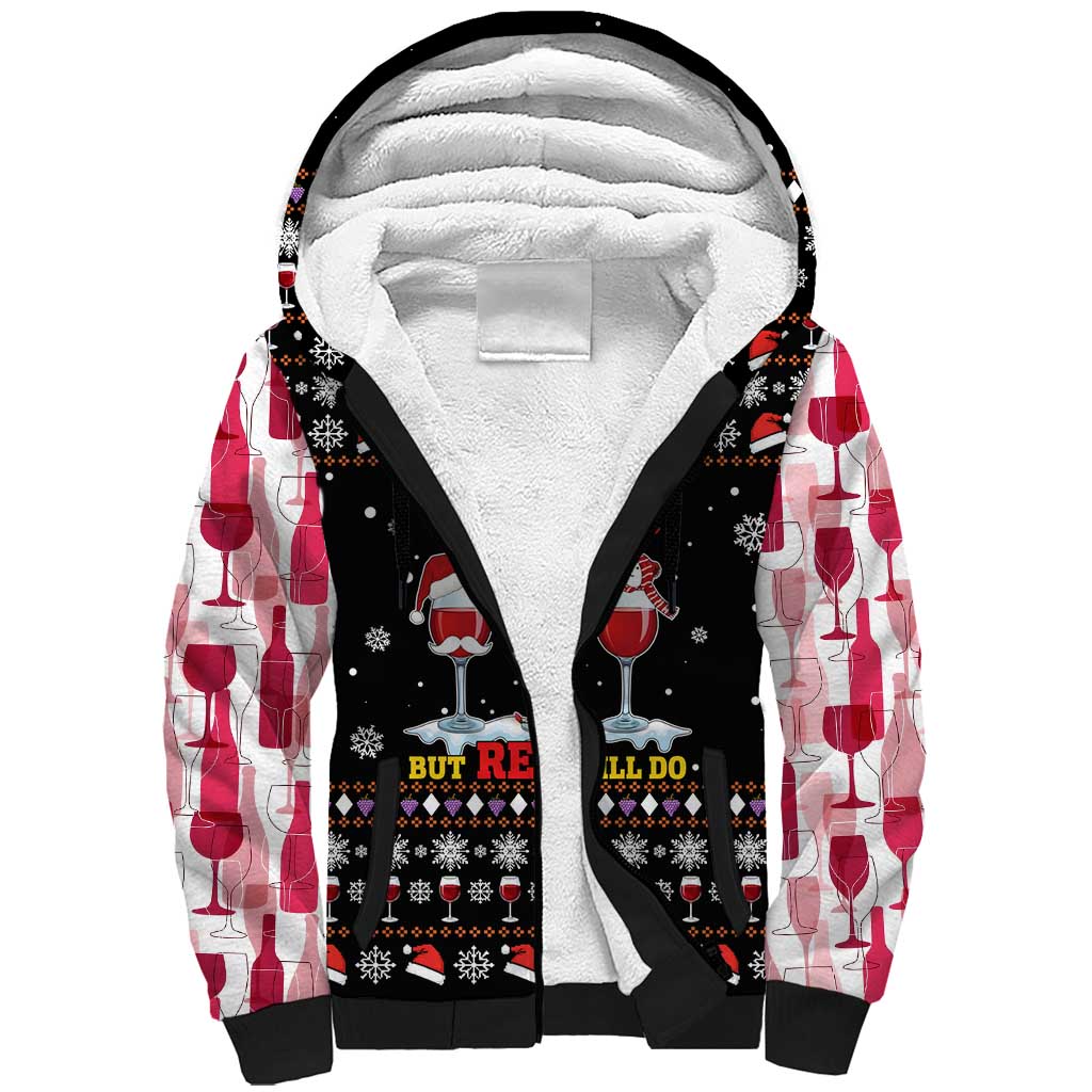 Wine Red Christmas Christmas Christmas Sherpa Hoodie Xmas Holiday Patterns - Wonder Print Shop