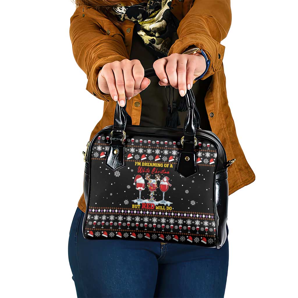 Wine Red Christmas Christmas Christmas Shoulder Handbag Xmas Holiday Patterns - Wonder Print Shop