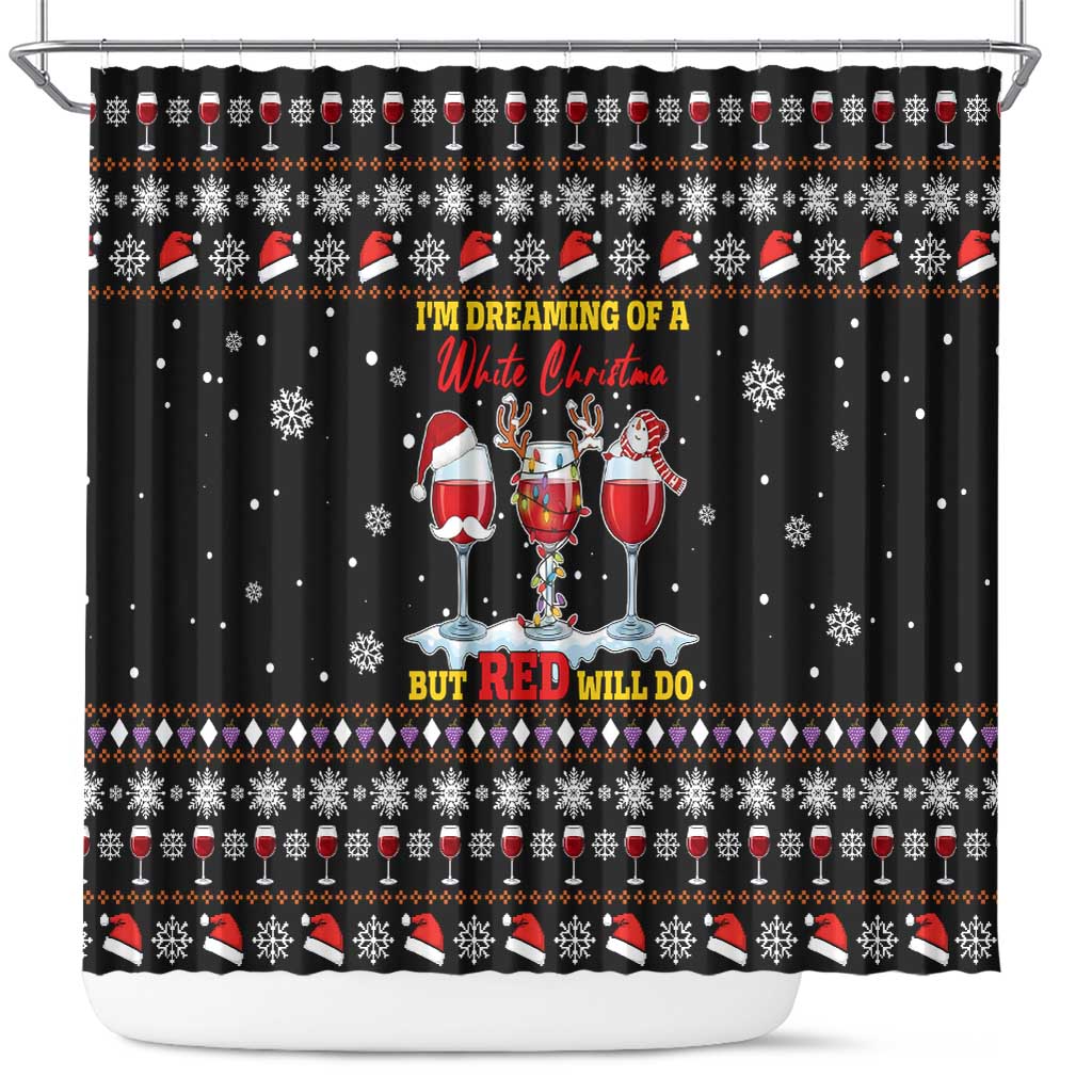 Wine Red Christmas Christmas Christmas Shower Curtain Xmas Holiday Patterns - Wonder Print Shop