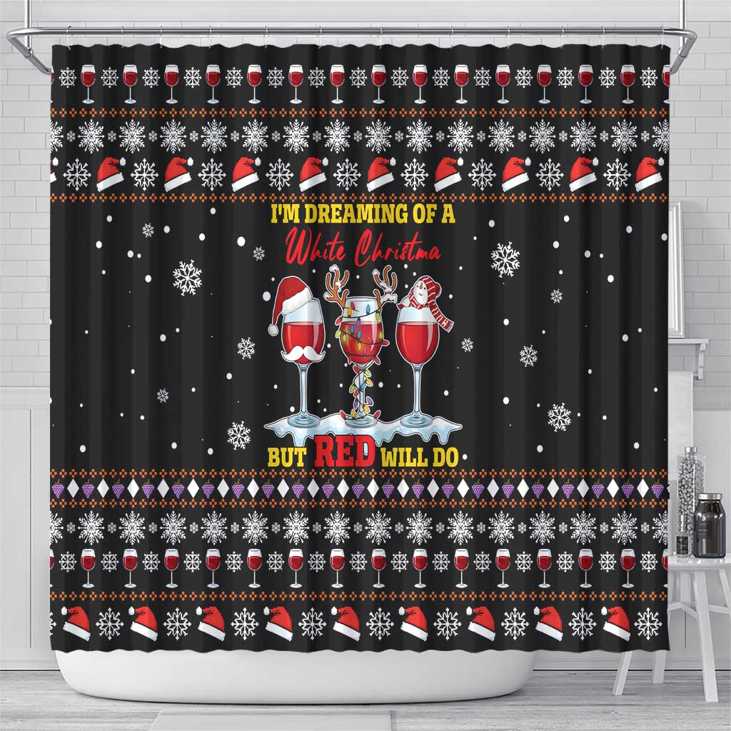 Wine Red Christmas Christmas Christmas Shower Curtain Xmas Holiday Patterns - Wonder Print Shop