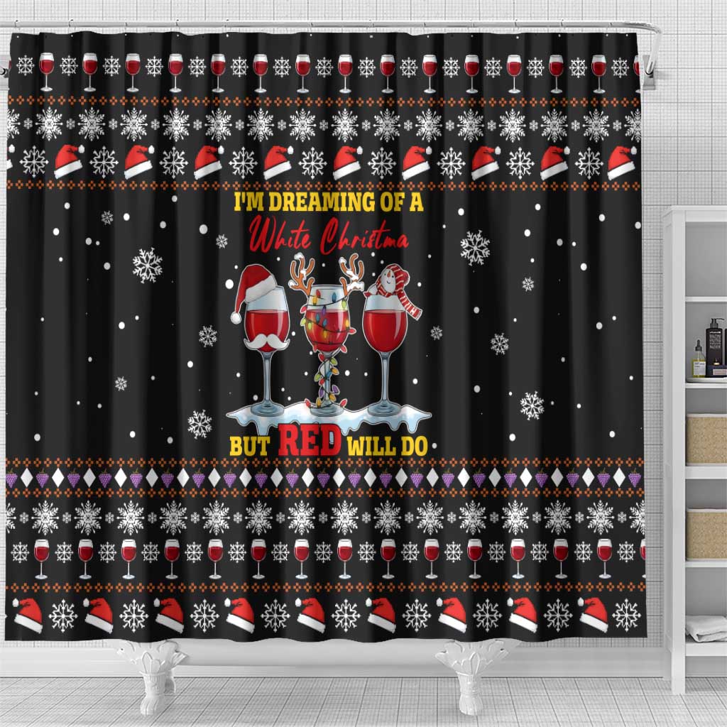 Wine Red Christmas Christmas Christmas Shower Curtain Xmas Holiday Patterns - Wonder Print Shop
