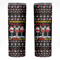 Wine Red Christmas Christmas Christmas Skinny Tumbler Xmas Holiday Patterns - Wonder Print Shop