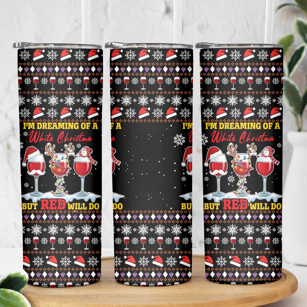 Wine Red Christmas Christmas Christmas Skinny Tumbler Xmas Holiday Patterns - Wonder Print Shop