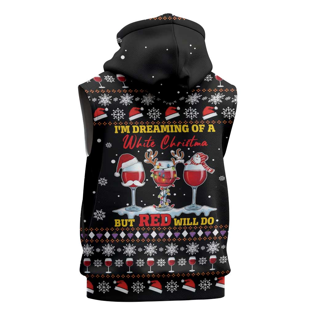Wine Red Christmas Christmas Christmas Sleeveless Hoodie Xmas Holiday Patterns - Wonder Print Shop