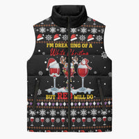 Wine Red Christmas Christmas Christmas Sleeveless Puffer Jacket Xmas Holiday Patterns - Wonder Print Shop