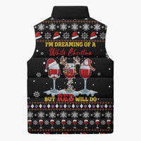 Wine Red Christmas Christmas Christmas Sleeveless Puffer Jacket Xmas Holiday Patterns - Wonder Print Shop