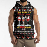 Wine Red Christmas Christmas Christmas Sleeveless Zip Hoodie Xmas Holiday Patterns - Wonder Print Shop