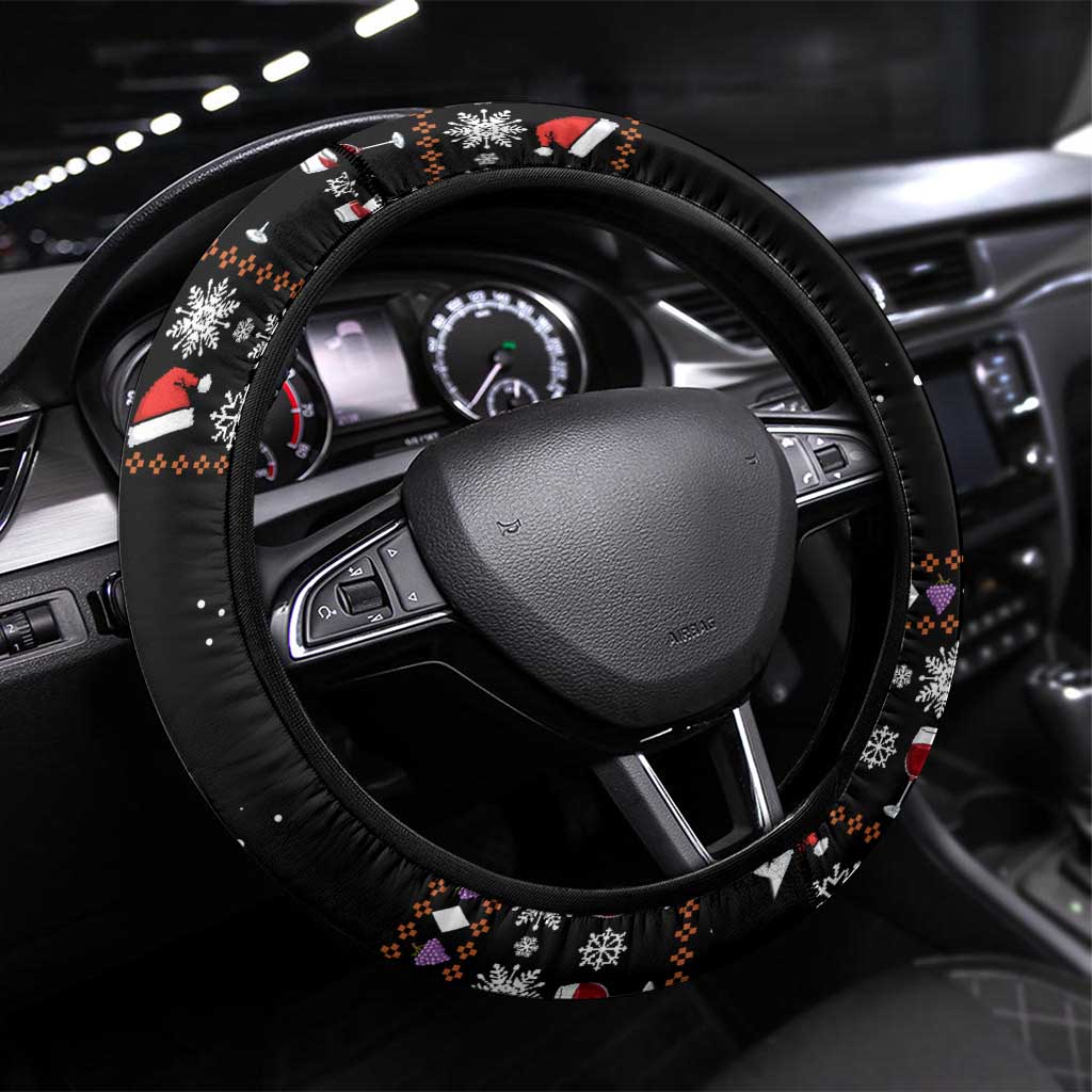 Wine Red Christmas Christmas Christmas Steering Wheel Cover Xmas Holiday Patterns - Wonder Print Shop