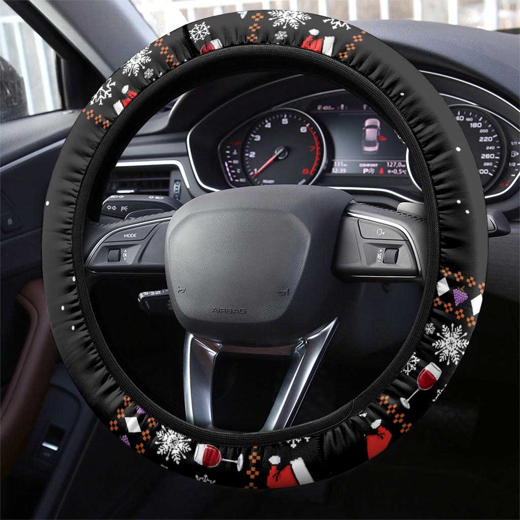 Wine Red Christmas Christmas Christmas Steering Wheel Cover Xmas Holiday Patterns - Wonder Print Shop