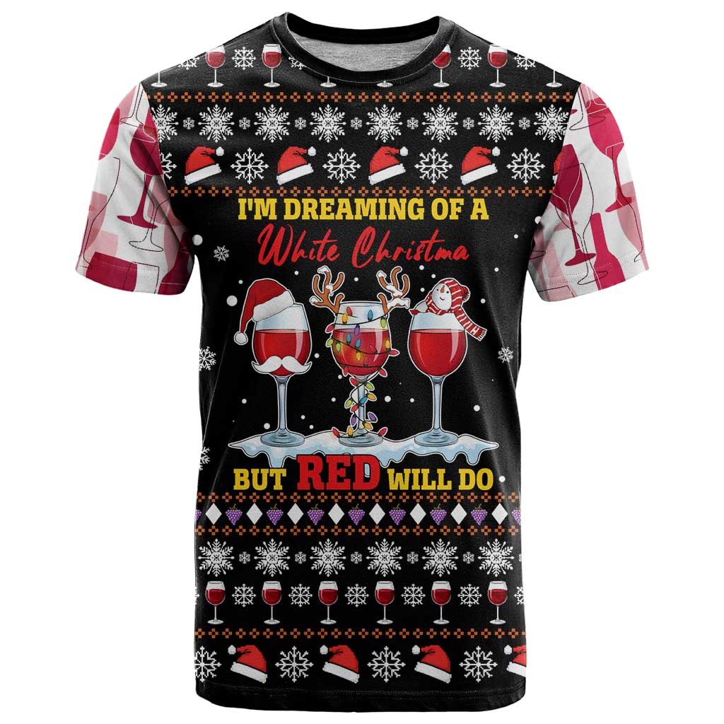 Wine Red Christmas Christmas Christmas T Shirt Xmas Holiday Patterns - Wonder Print Shop