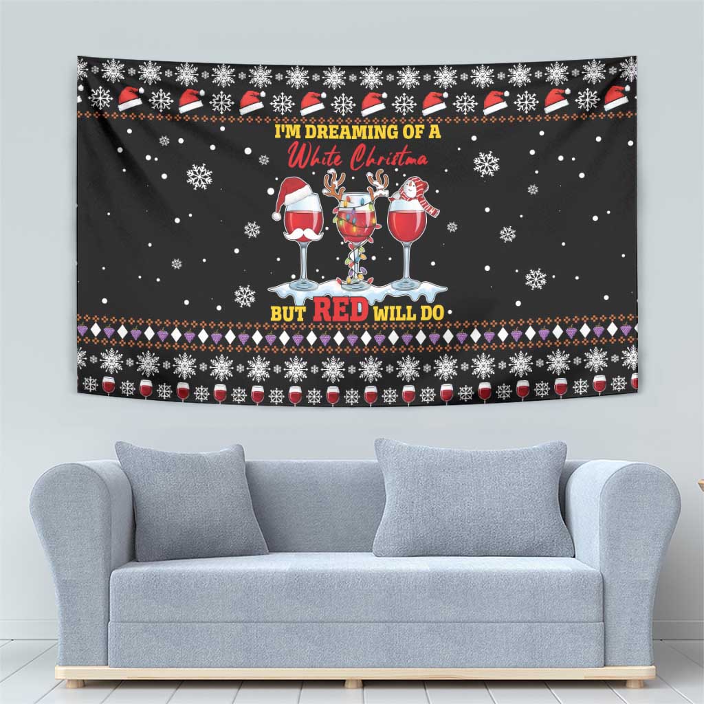 Wine Red Christmas Christmas Christmas Tapestry Xmas Holiday Patterns - Wonder Print Shop