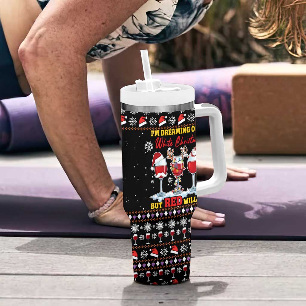 Wine Red Christmas Christmas Christmas Tumbler With Handle Xmas Holiday Patterns - Wonder Print Shop