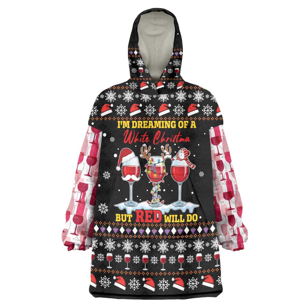 Wine Red Christmas Christmas Christmas Wearable Blanket Hoodie Xmas Holiday Patterns - Wonder Print Shop