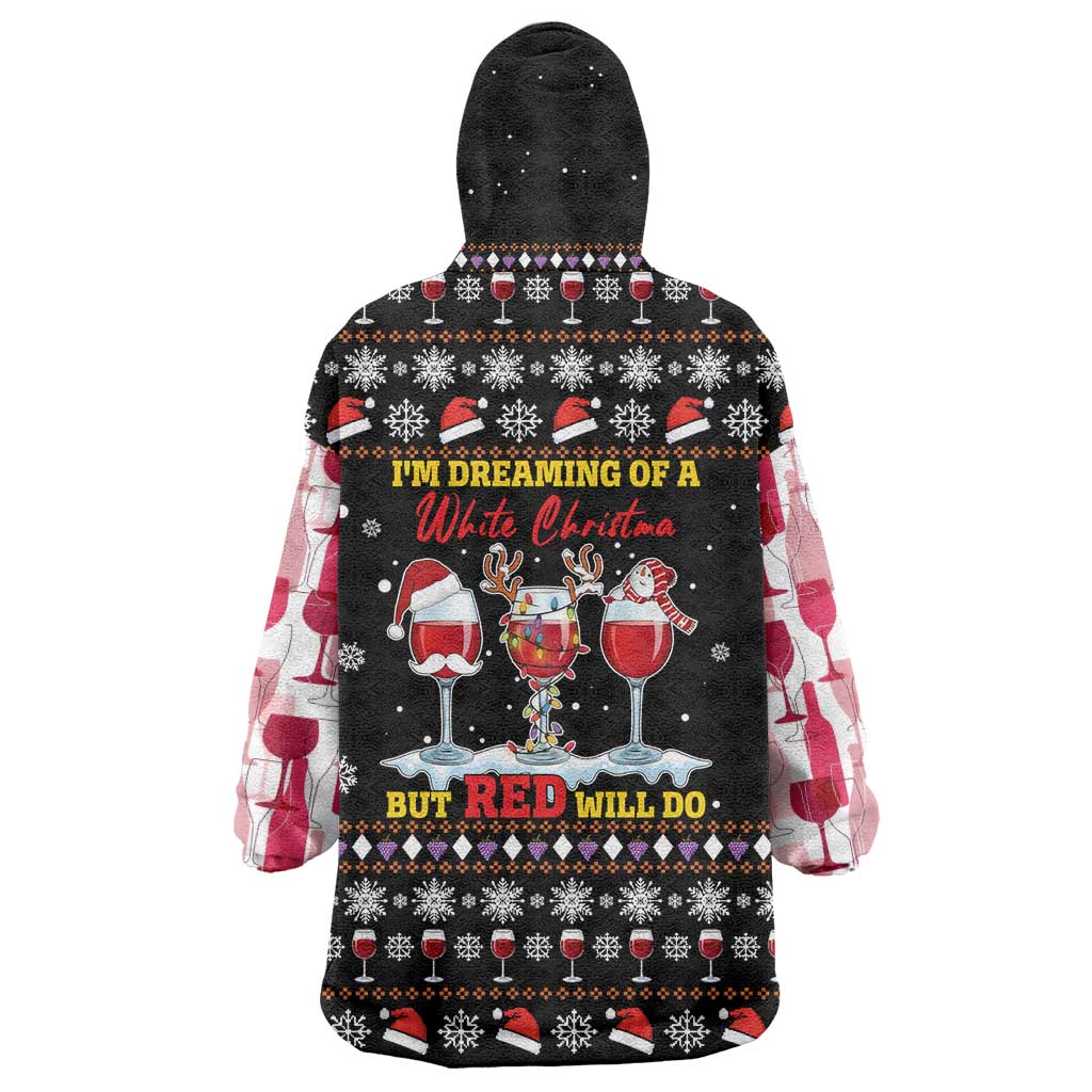 Wine Red Christmas Christmas Christmas Wearable Blanket Hoodie Xmas Holiday Patterns - Wonder Print Shop