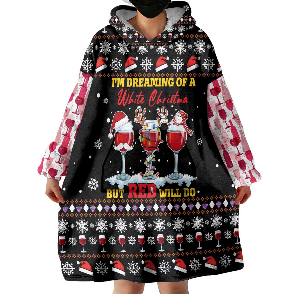 Wine Red Christmas Christmas Christmas Wearable Blanket Hoodie Xmas Holiday Patterns - Wonder Print Shop